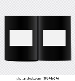 Design of clean black, unfolded pages of the book, magazine, notebook, album. isolated vector EPS10.