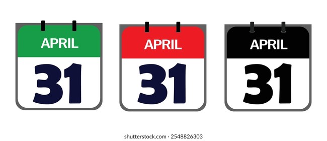 Design a clean, minimalistic icon representing 31th April in vector illustrator for marketing purposes on event posters, appointment cards, or digital platforms like social media.