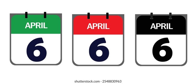 Design a clean, minimalistic icon representing 6th April in vector illustrator for marketing purposes on event posters, appointment cards, or digital platforms like social media.