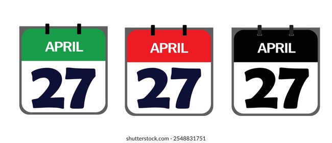 Design a clean, minimalistic icon representing 27th April in vector illustrator for marketing purposes on event posters, appointment cards, or digital platforms like social media.