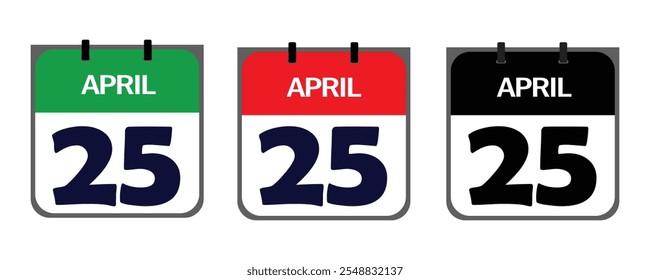 Crie um ícone limpo e minimalista representando o 25 de abril no ilustrador vetorial para fins de marketing em cartazes de eventos, cartões de compromisso ou plataformas digitais como mídias sociais.