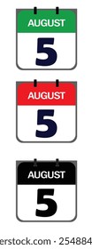 Crie um ícone limpo e minimalista representando o 5 de agosto no ilustrador vetorial para fins de marketing em cartazes de eventos, cartões de visita ou plataformas digitais como as mídias sociais.
