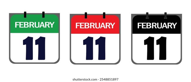 Design a clean, minimalistic icon representing 11th February in vector illustrator for marketing purposes on event posters, appointment cards, or digital platforms like social media.