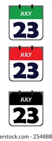 Design a clean, minimalistic icon representing 23th July in vector illustrator for marketing purposes on event posters, appointment cards, or digital platforms like social media.