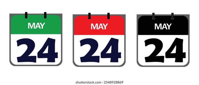 Design a clean, minimalistic icon representing 24th May in vector illustrator for marketing purposes on event posters, appointment cards, or digital platforms like social media.