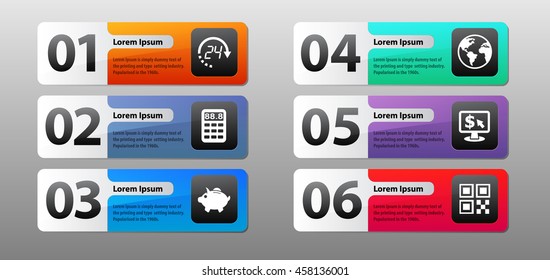 Design clean number banners template, graphic or website layout with set of business icons.