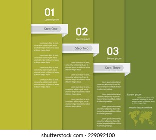 Design clean number banners template/graphic or website layout. 3 steps. Vector.