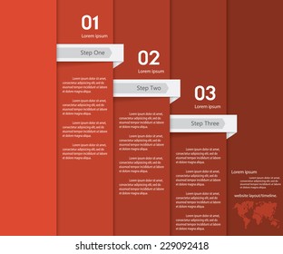 Design clean number banners template/graphic or website layout. 3 steps. Vector.