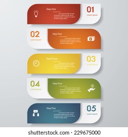 Design clean number banners template/graphic or website layout. 5 steps. Vector.