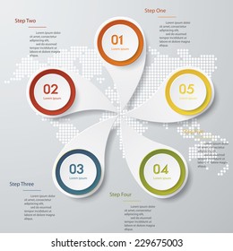 Design clean number banners template/graphic or website layout. 5 steps. Vector.