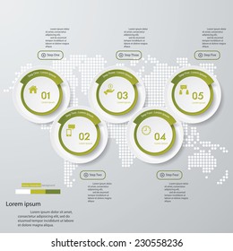 Design clean number banners template/graphic or website layout. 5 steps. Vector.