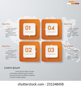 Design clean number banners template/graphic or website layout. 4 steps. Vector.