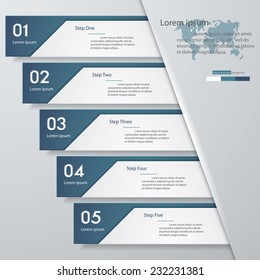 Design clean number banners template/graphic or website layout. 5 steps. Vector.