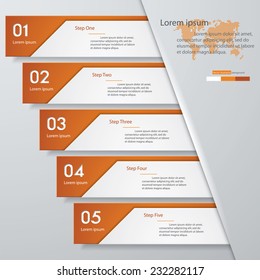 Design clean number banners template/graphic or website layout. 5 steps. Vector.