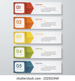 Design Clean Number Banners Template/graphic Or Website Layout. 5 Steps. Vector.