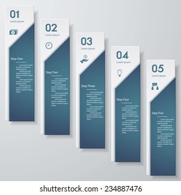 Design clean number banners template/graphic or website layout. 5 steps. Vector.