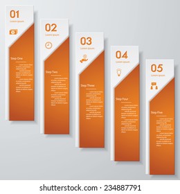 Design clean number banners template/graphic or website layout. 5 steps. Vector.