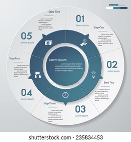 Design clean number banners template/graphic or website layout. 5 steps. Vector.