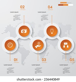 Design clean number banners template/graphic or website layout. 5 steps. Vector.