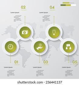 Design clean number banners template/graphic or website layout. 5 steps. Vector.