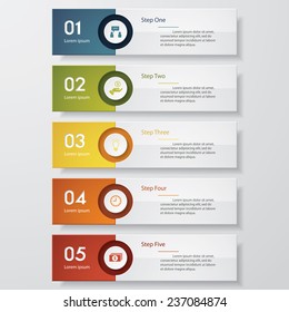 Design clean number banners template/graphic or website layout. 5 steps. Vector.