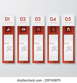 Design clean number banners template/graphic or website layout. 5 steps. Vector.