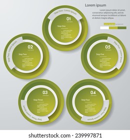 Design clean number banners template/graphic or website layout. 5 steps. Vector.