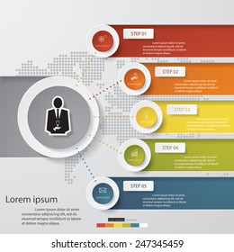 Design clean number banners template/graphic or website layout. 5 steps chart . Vector.