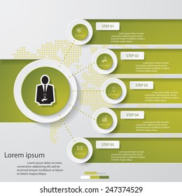 Design clean number banners template/graphic or website layout. 5 steps chart . Vector.
