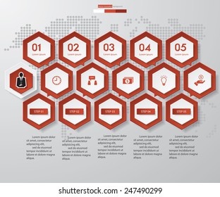 Design clean number banners template/graphic or website layout. 5 steps chart . Vector.