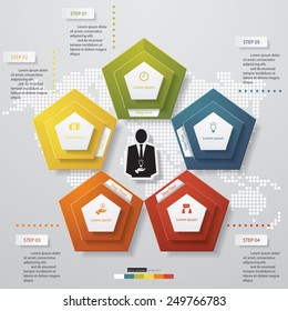 Design clean number banners template/graphic or website layout. 5 Steps. Vector.