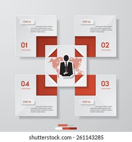 Design clean number banners template/graphic or website layout. 4 steps chart . Vector.