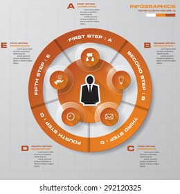 Design clean number banners template/graphic or website layout. 5 steps chart . Vector.