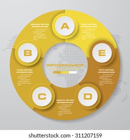 Design clean number banners template/graphic or website layout. 5 steps chart. Vector.