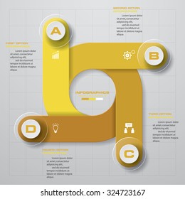 Design clean number banners template/graphic or website layout. 4 steps. Vector.