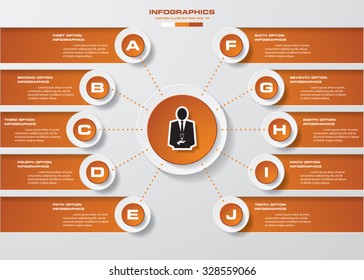 Design clean number banners template/graphic or website layout. 10 steps chart . Vector.