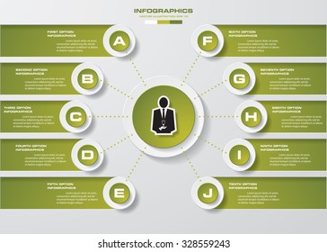 Design clean number banners template/graphic or website layout. 10 steps chart . Vector.