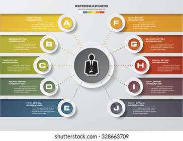 Design Clean Number Banners Template/graphic Or Website Layout. 10 Steps Chart . Vector.