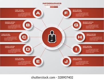 Design clean number banners template/graphic or website layout. 10 steps chart . Vector.