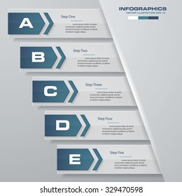 Design clean number banners template/graphic or website layout. 5 steps. Vector.