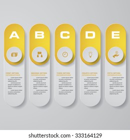 Design clean number banners template/graphic or website layout. 5 steps. Vector.