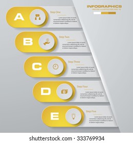 Design clean number banners template/graphic or website layout. 5 steps. Vector.