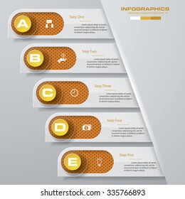 Design clean number banners template/graphic or website layout. 5 steps. Vector.