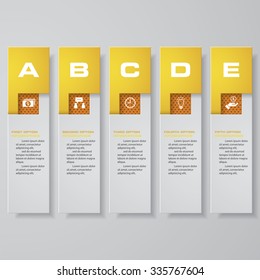 Design clean number banners template/graphic or website layout. 5 steps. Vector.