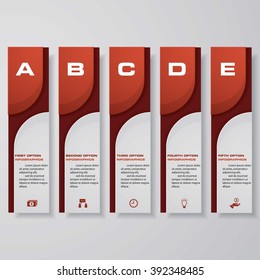 Design clean number banners template/graphic or website layout. 5 steps. Vector.