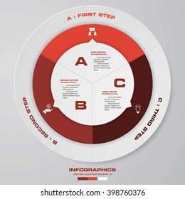 Design clean number banners template/graphic or website layout. 3 steps. Vector.