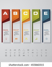 Design clean number banners template/graphic or website layout. with set of business icons. 