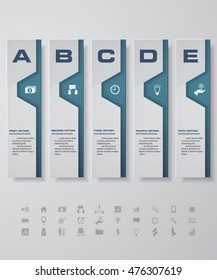 Design clean number banners template/graphic or website layout. with set of business icons. 