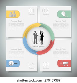 Design clean template 4 steps for business design, reports, step presentation, number options, progress, workflow layout or websites.