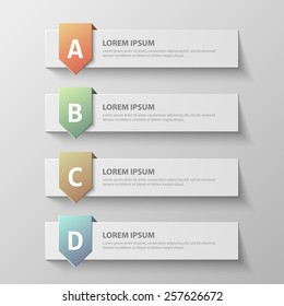 Diseñe Plantilla limpia para Anuncios numerados, infografías, diseños gráficos o de Sitios web. Ilustración vectorial.
